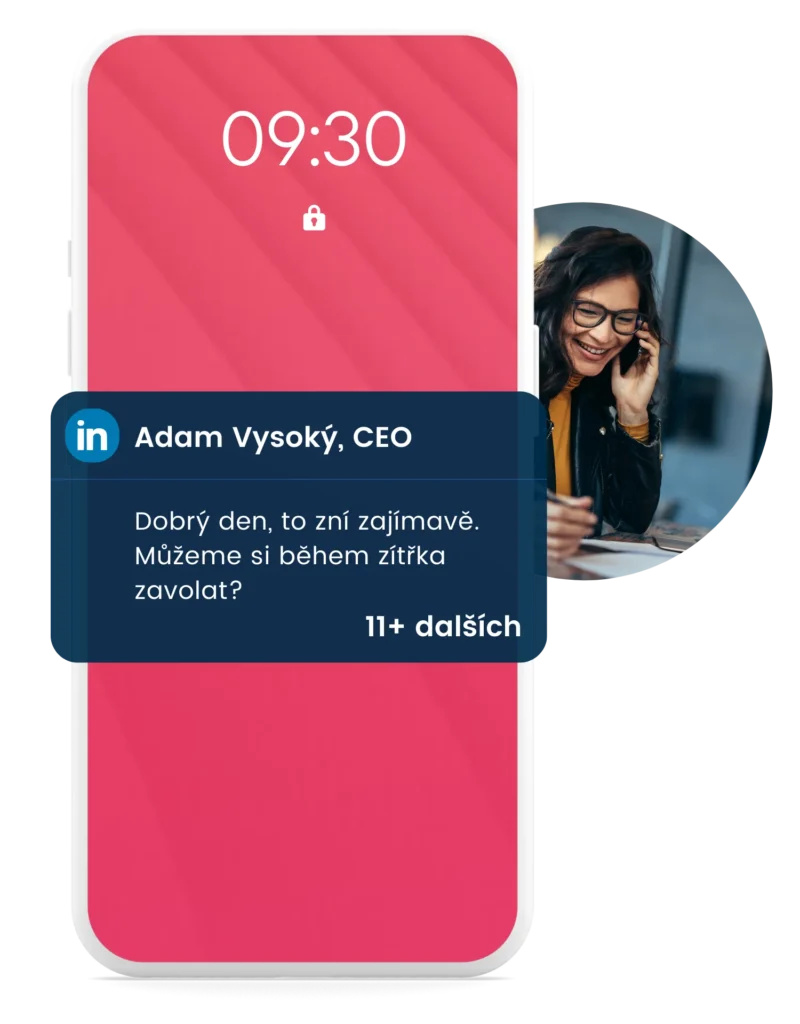 LinkedIn marketing od Get Leads – oznámení na mobilu